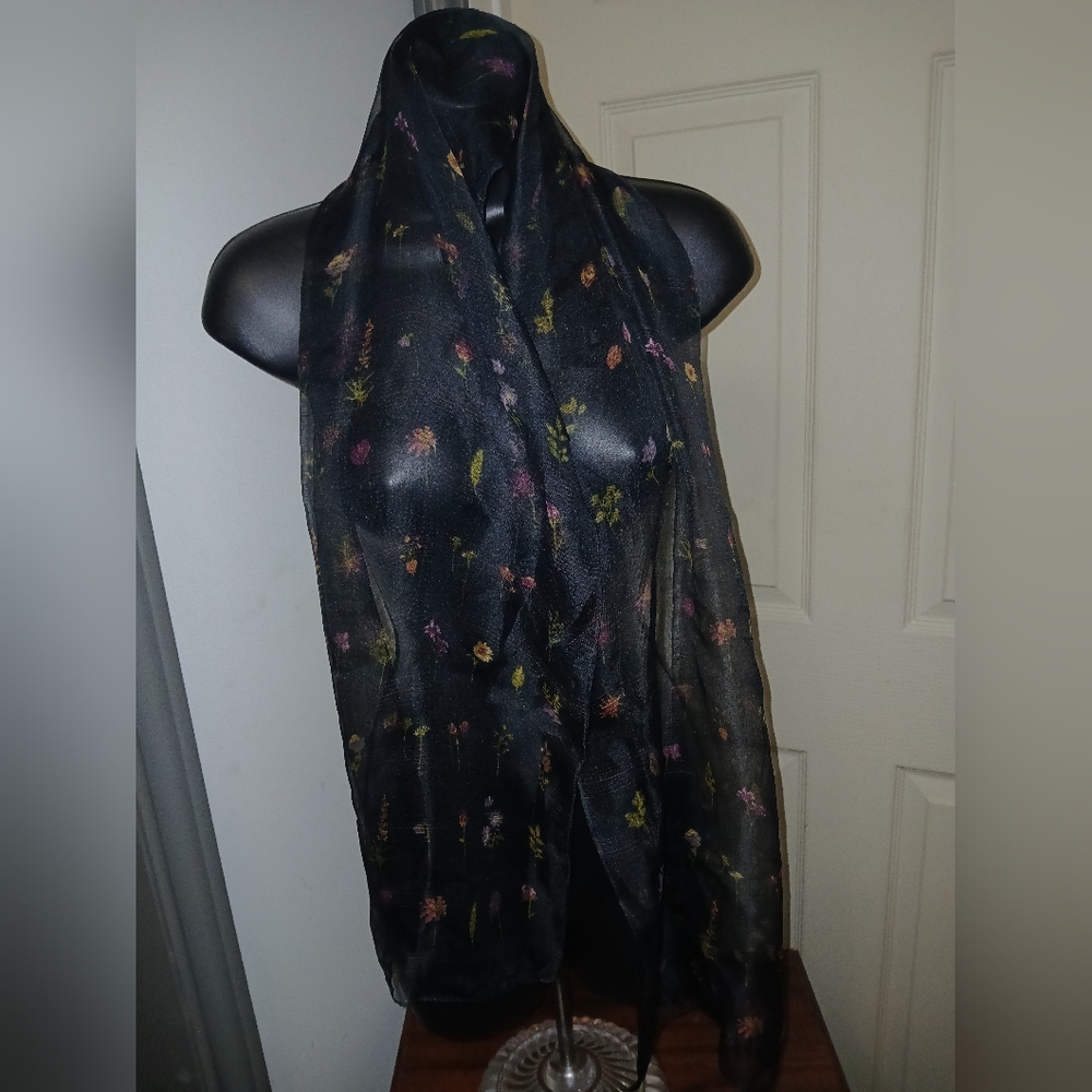 Laura Ashley Black Floral Scarf
